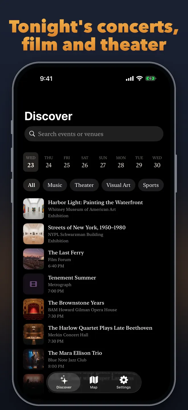 Marquee Discover feed for tonight
